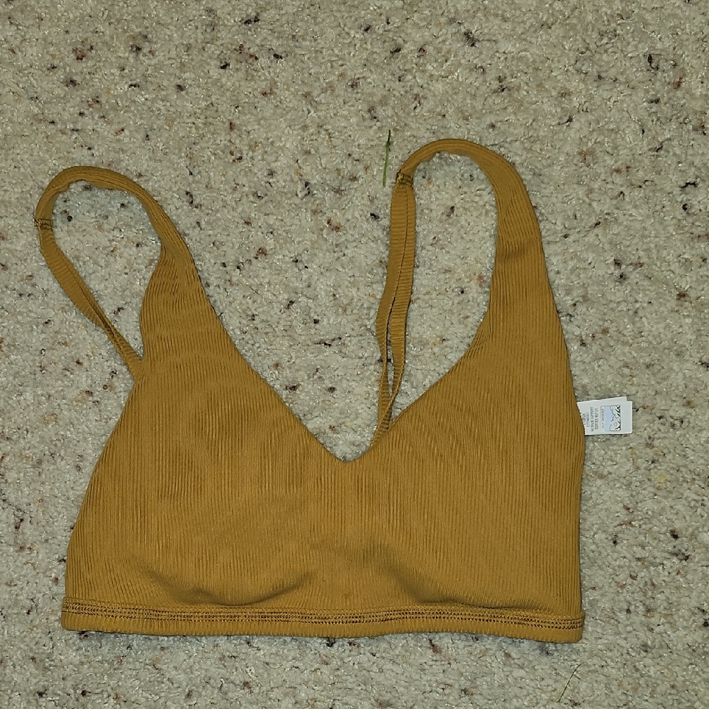 Aerie Mustard Ribbed Bralette/Sports Bra